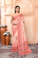 Linen Printaura Saree For Daily Wear