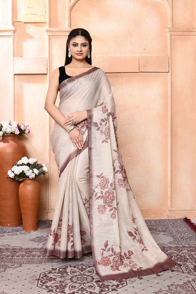 Linen Badlaknot Elegance Saree For Daily Wear