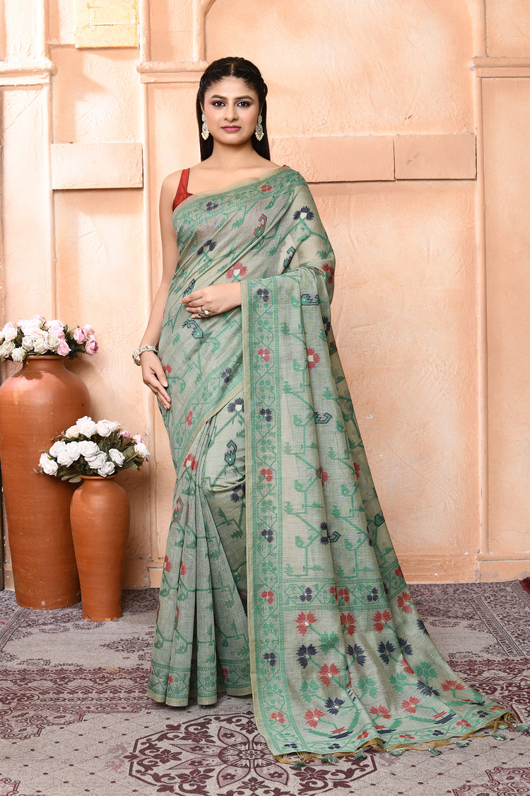 Jamdhani Reshamgrace Cotton Saree For Festive Wear