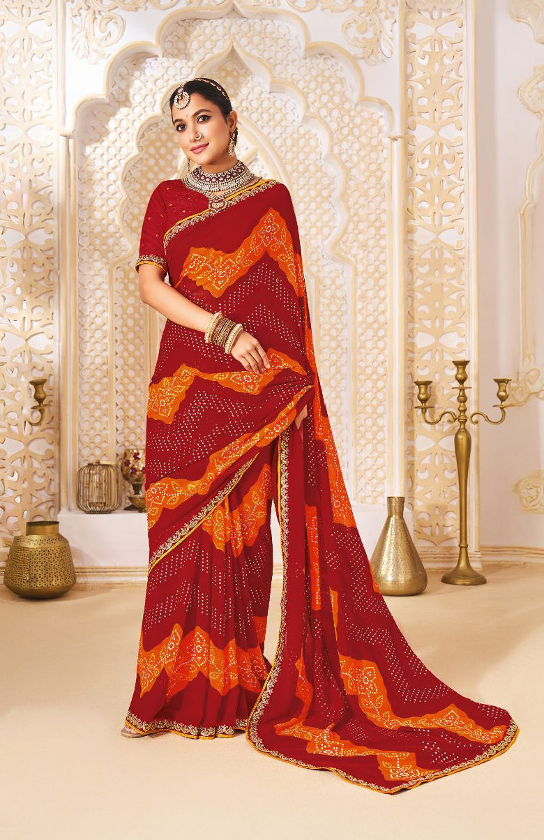 Noor Gath Bandhani Georgette Saree For Festive Wear