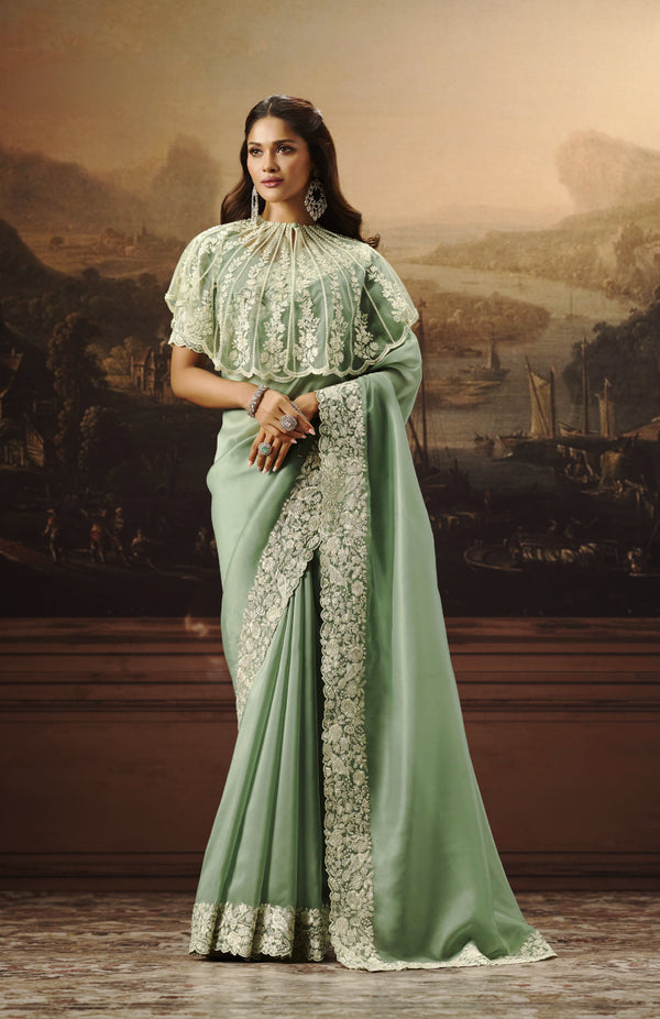 Glamour Organza Saree For Festive Wear