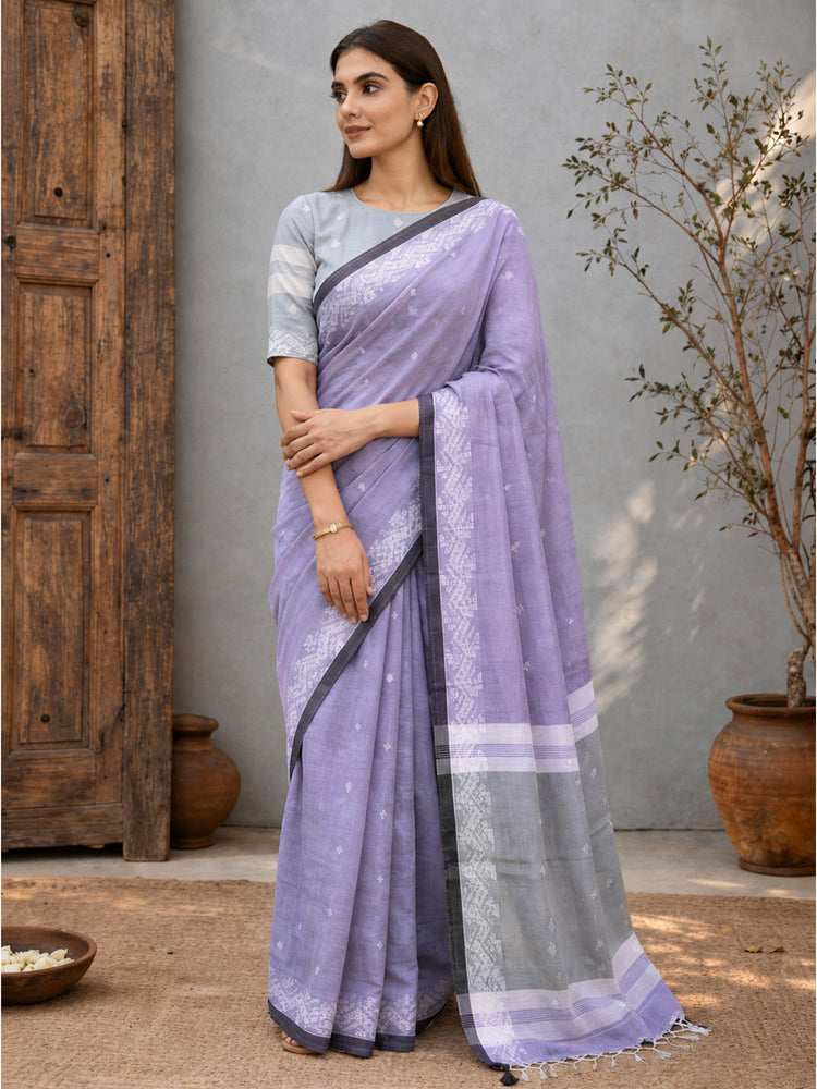Woven Design Jute Cotton Handloom Jamdani Saree