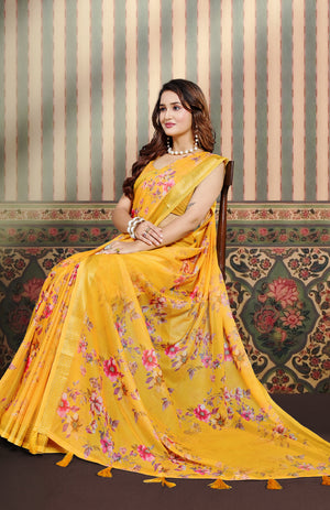 Varnika Border Geoegette Saree For Daily Wear