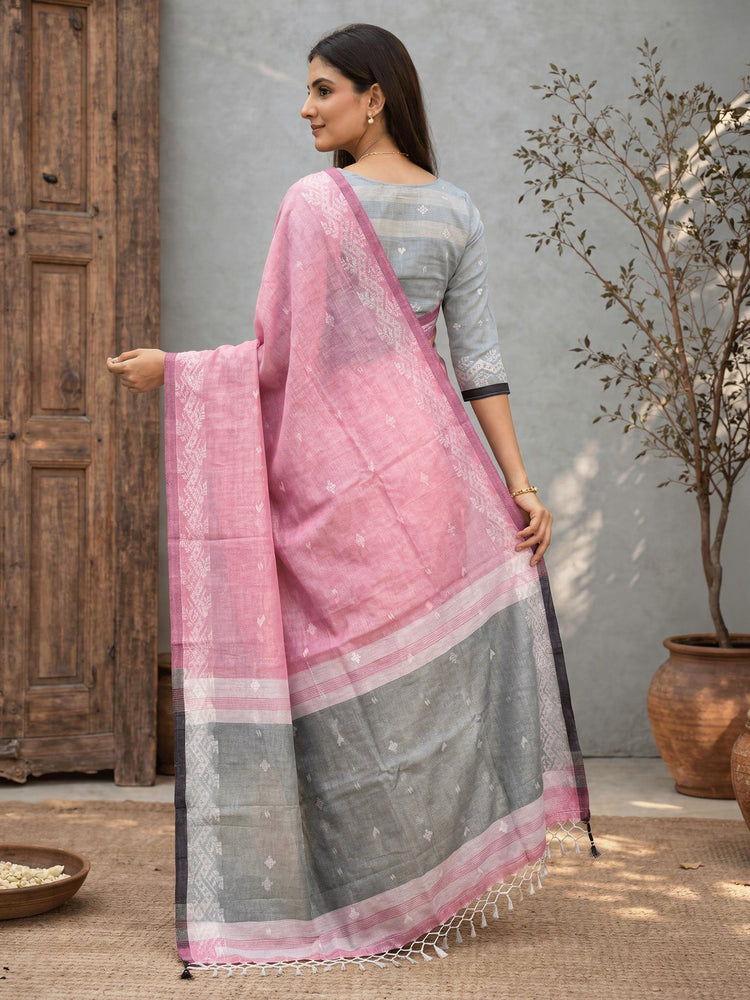 Woven Design Jute Cotton Handloom Jamdani Saree