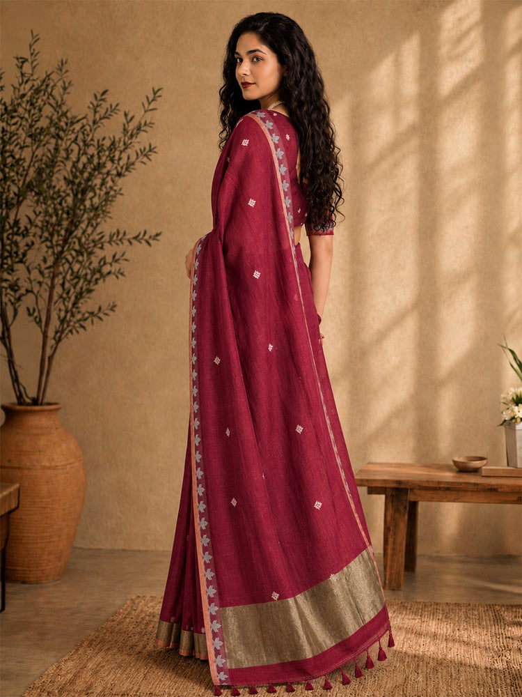 Cotton Jamdani Resham Weaving Saree