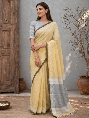 Woven Design Jute Cotton Handloom Jamdani Saree