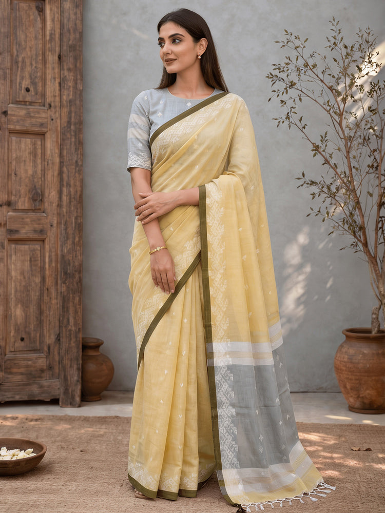 Woven Design Jute Cotton Handloom Jamdani Saree