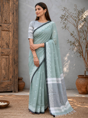 Woven Design Jute Cotton Handloom Jamdani Saree
