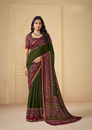 Suhana Weave Silk Cotton Saree For Daily Wear