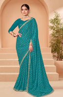 Leheriya Cascade Chiffon Saree for Festive Wear