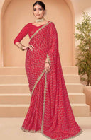 Leheriya Cascade Chiffon Saree for Festive Wear