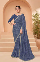 Leheriya Cascade Chiffon Saree for Festive Wear