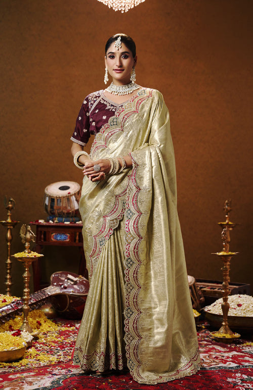 Pallu Silk Cotton Saree For Wedding Wear
