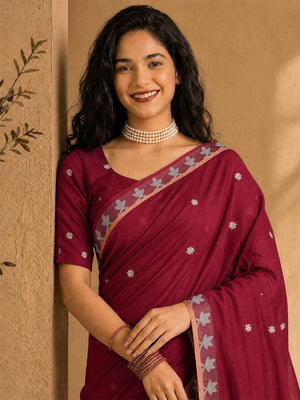Cotton Jamdani Resham Weaving Saree