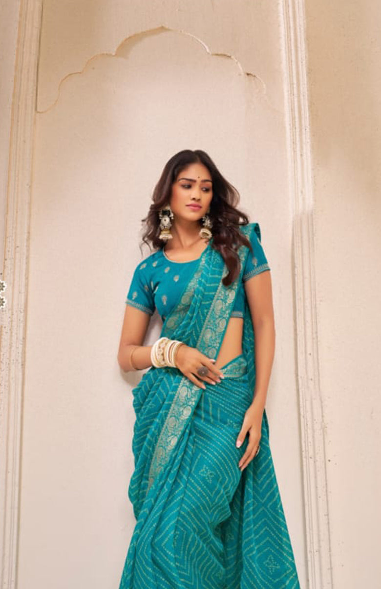 Teal Elegance Saree