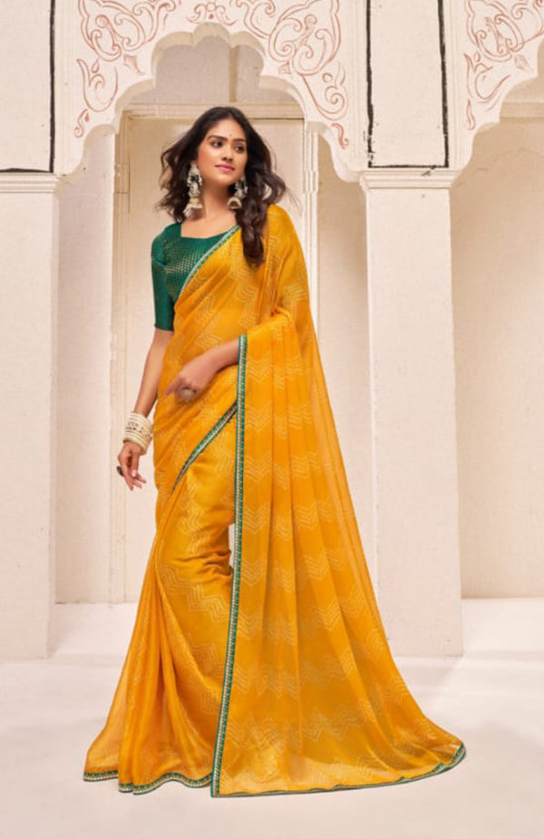 Sunshine Leheriya Chiffon Saree for Festive Wear