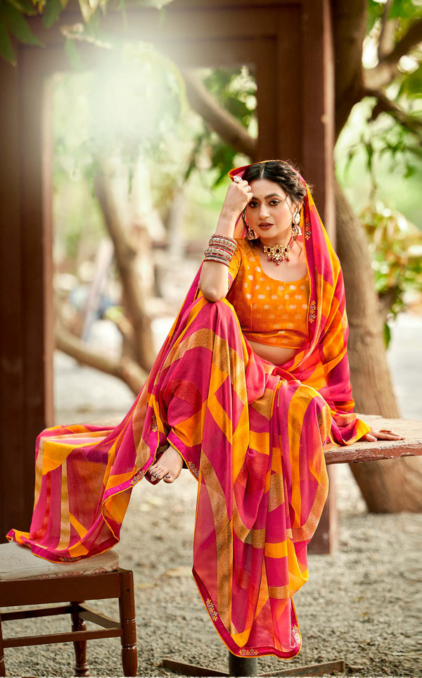 Rose Drift Georgette Saree for Daily Wear