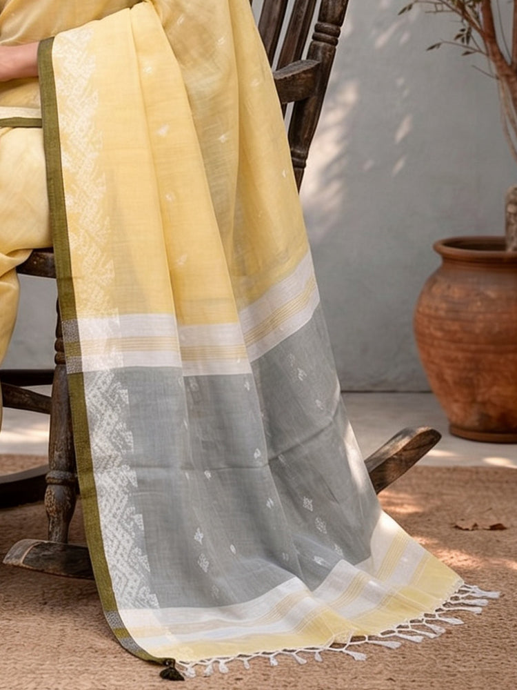 Woven Design Jute Cotton Handloom Jamdani Saree