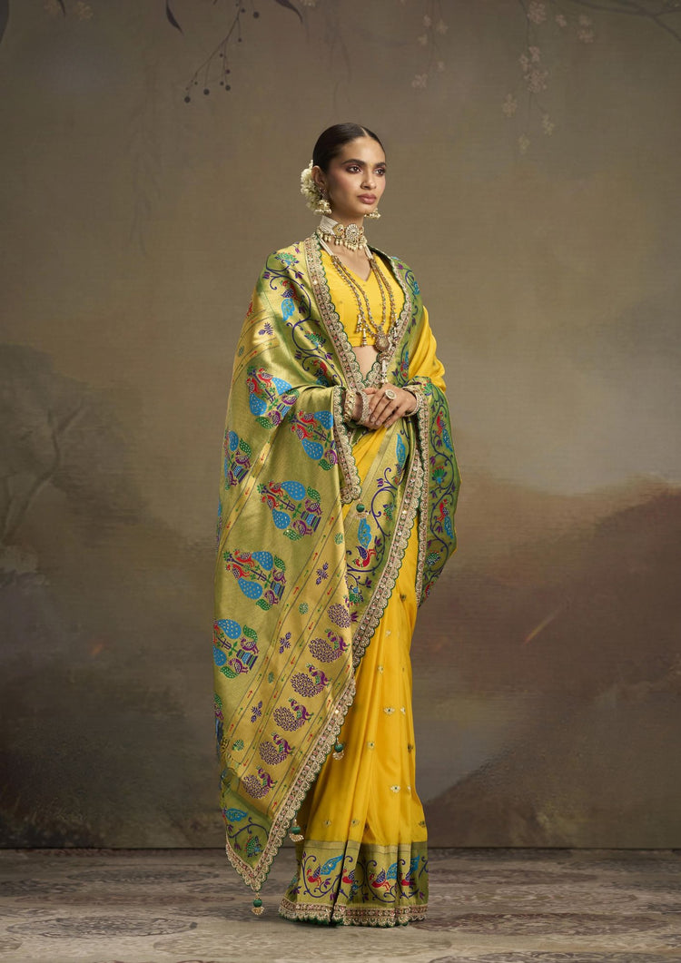 Diamond Glow Satin Saree For Wedding Wear