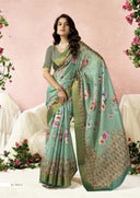 Golden Moss Crepe Saree For Semi Formal Wear