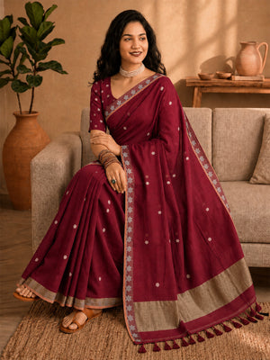 Cotton Jamdani Resham Weaving Saree