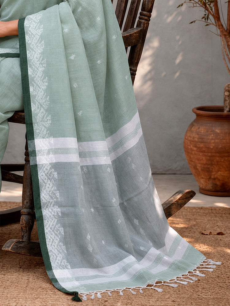 Woven Design Jute Cotton Handloom Jamdani Saree