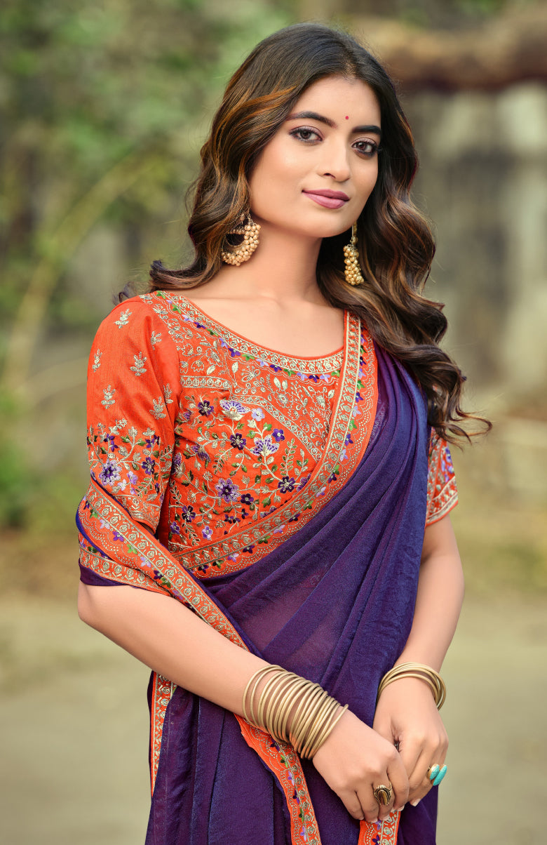 Ruhina Brasso Saree for Festive Wear