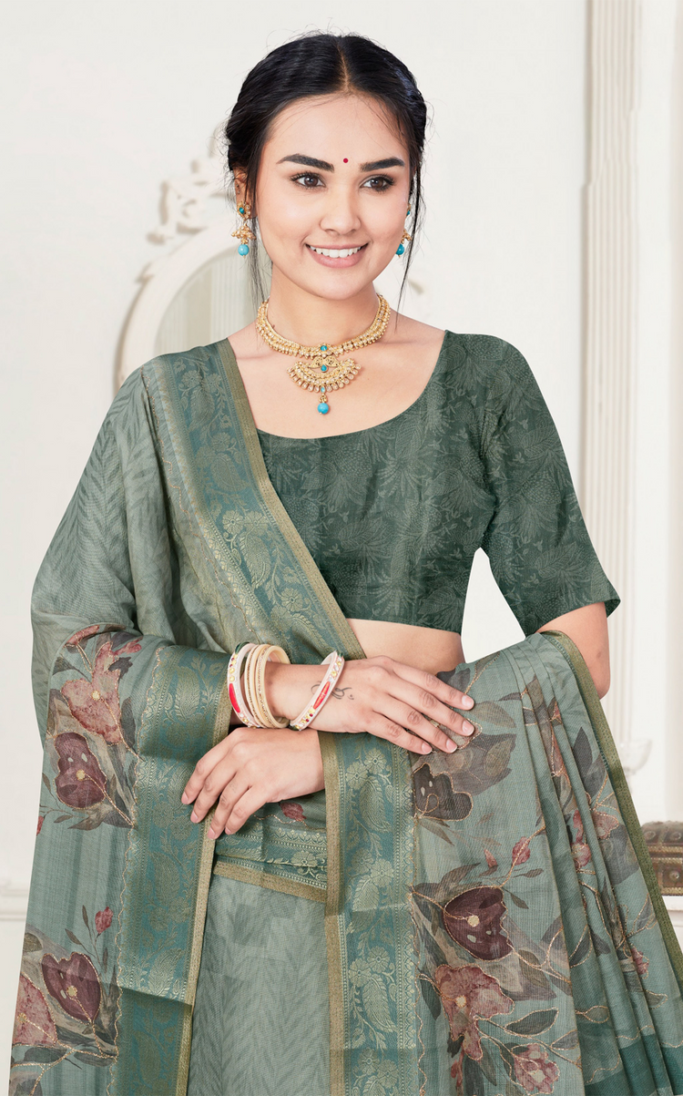 Digital Printed Cotton Silk Blend Saree