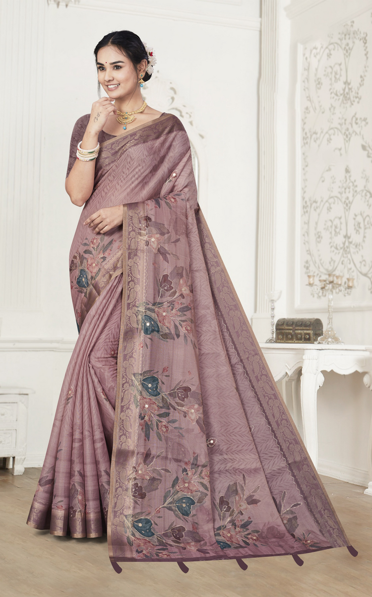 Digital Printed Cotton Silk Blend Saree