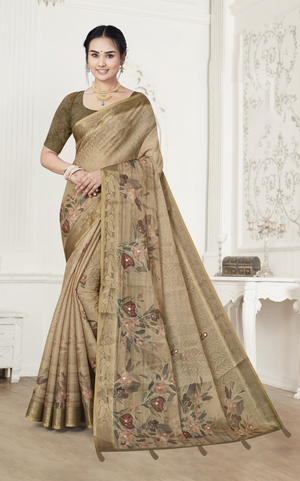 Digital Printed Cotton Silk Blend Saree