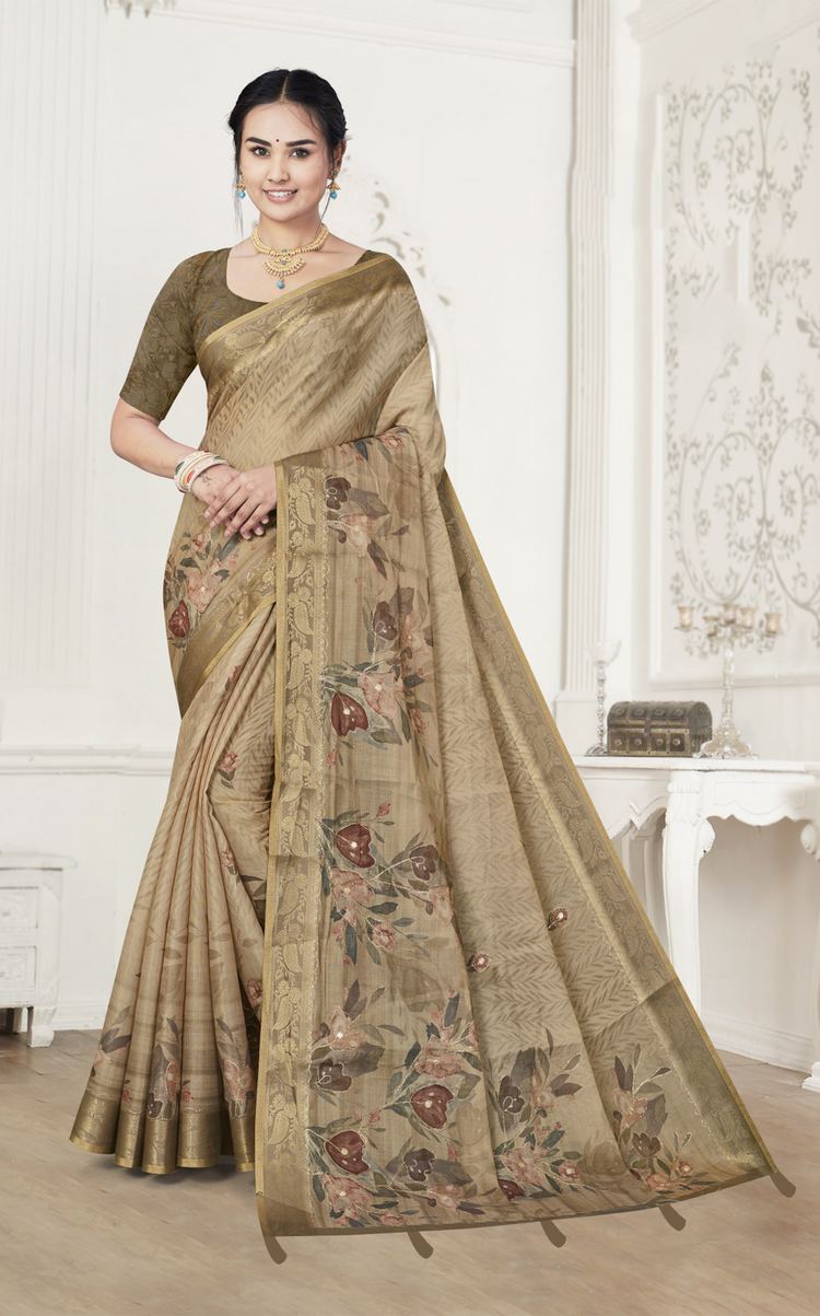Digital Printed Cotton Silk Blend Saree