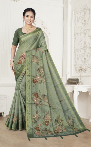 Digital Printed Cotton Silk Blend Saree