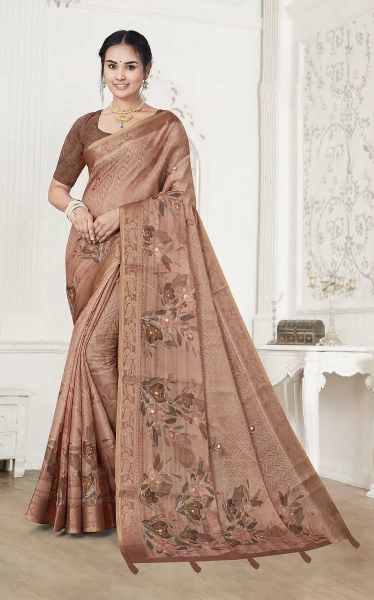 Digital Printed Cotton Silk Blend Saree