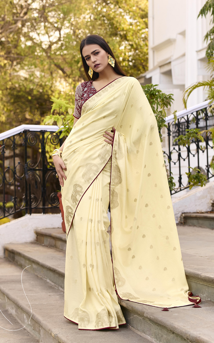 Silk Woven Designer Saree with Traditional Elephant Motifs