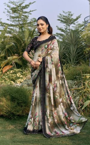 Elegant Weightless Chiffon Floral Digital Print Saree