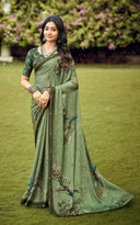 Royal Peacock Elegance Digital Print Saree