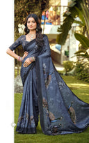 Royal Peacock Elegance Digital Print Saree