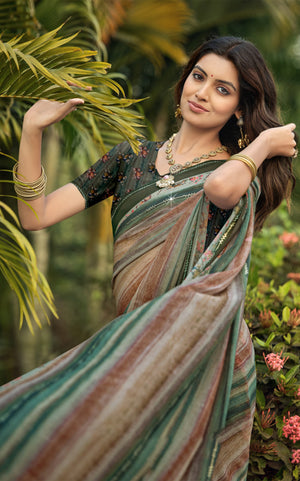 Prism Print Swarovski Embellished Saree