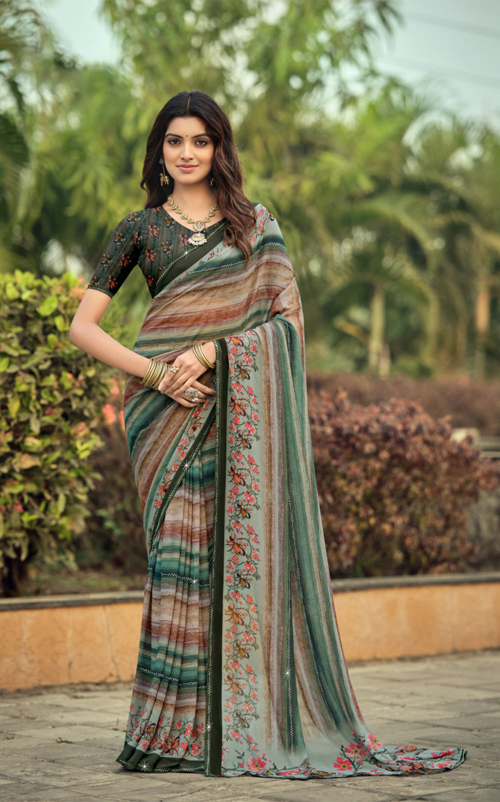 Prism Print Swarovski Embellished Saree