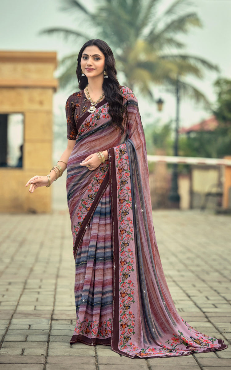 Prism Print Swarovski Embellished Saree