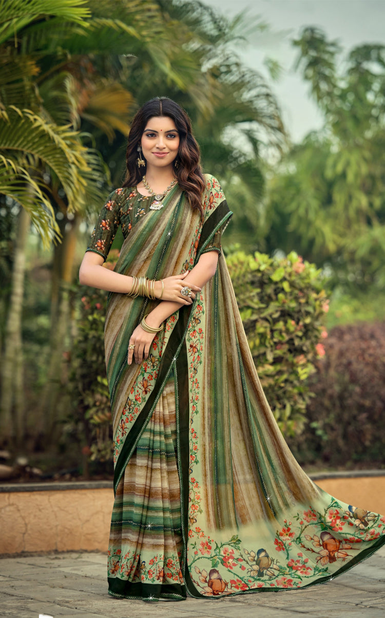 Prism Print Swarovski Embellished Saree