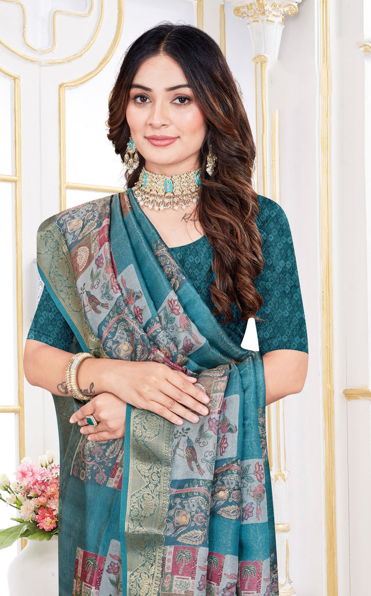 Bloom Jacquard Silk Saree with Heritage Bird Motifs