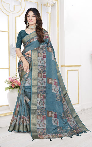 Bloom Jacquard Silk Saree with Heritage Bird Motifs