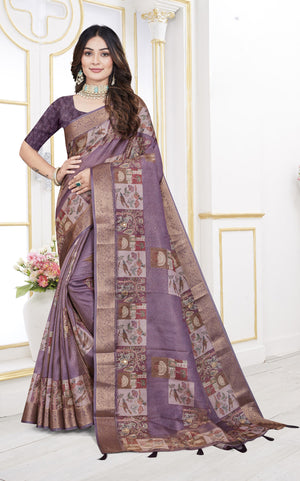 Bloom Jacquard Silk Saree with Heritage Bird Motifs