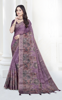 Elegant Dola Silk Saree with Madhubani Digital Print and Woven Zari Border