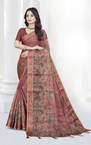 Elegant Dola Silk Saree with Madhubani Digital Print and Woven Zari Border