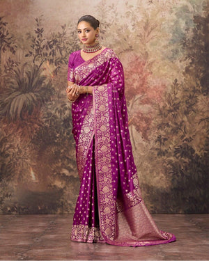 Dreamfall Satin Mushroo Silk Saree For Festive  Wear