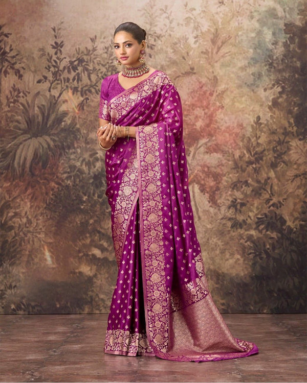 Dreamfall Satin Mushroo Silk Saree For Festive  Wear