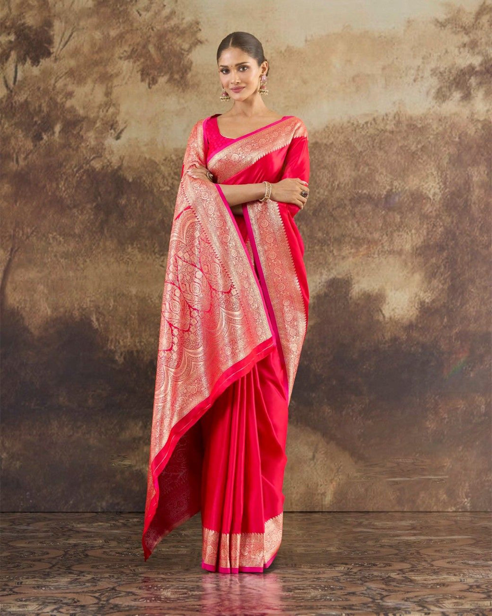 Timeless Muse Mushroo Silk Saree For Festive Formal Wear