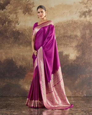 Timeless Muse Mushroo Silk Saree For Festive Formal Wear